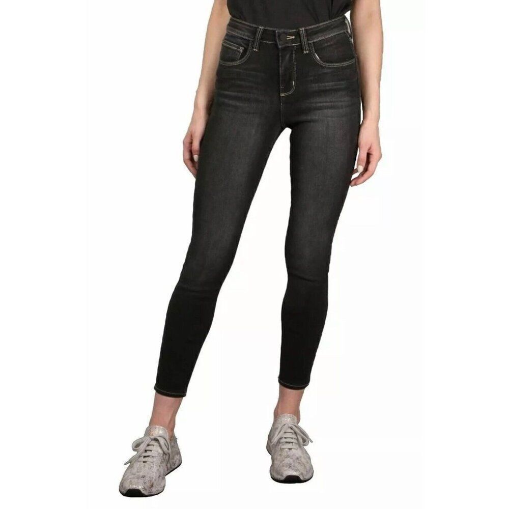 L’agence Skinny Jeans Womens 24 Black Margot Denim Faded High Rise New